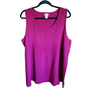 Chico's 4 Ribbed Purple Sleeveless Rayon‎ Nylon Tank Top Sz 1X NWOT